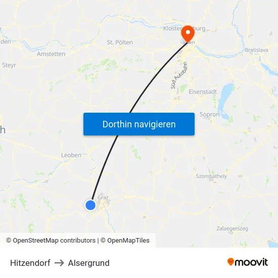 Hitzendorf to Alsergrund map