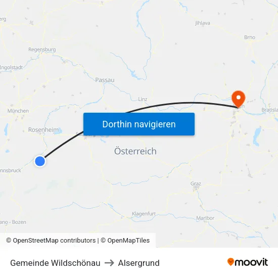 Gemeinde Wildschönau to Alsergrund map