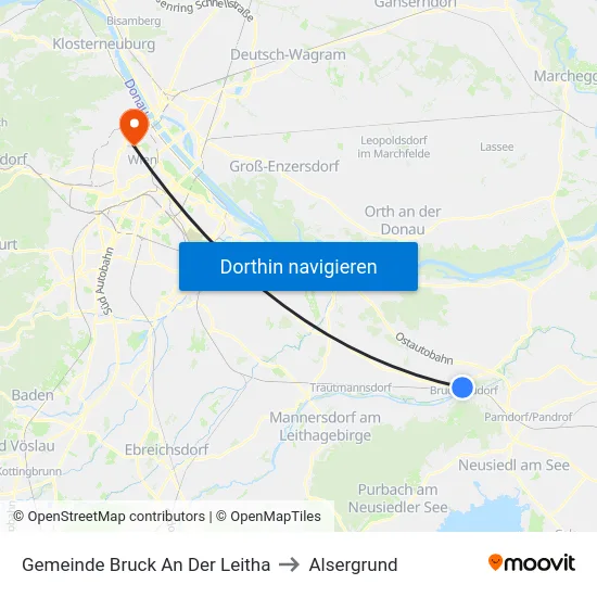 Gemeinde Bruck An Der Leitha to Alsergrund map