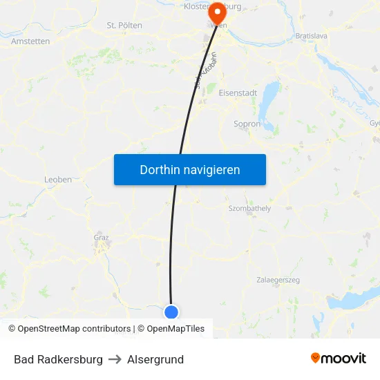 Bad Radkersburg to Alsergrund map
