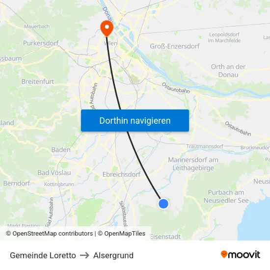 Gemeinde Loretto to Alsergrund map