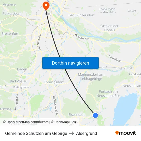Gemeinde Schützen am Gebirge to Alsergrund map
