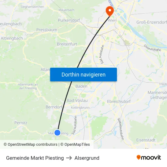 Gemeinde Markt Piesting to Alsergrund map