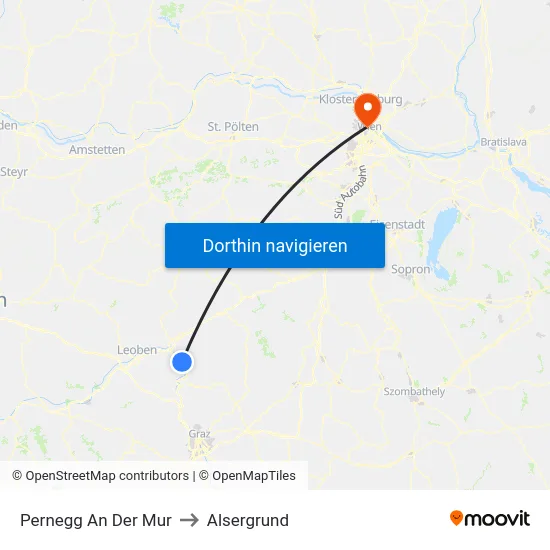 Pernegg An Der Mur to Alsergrund map