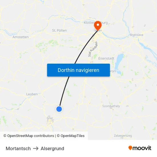 Mortantsch to Alsergrund map