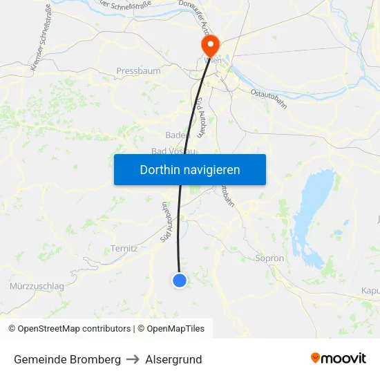 Gemeinde Bromberg to Alsergrund map