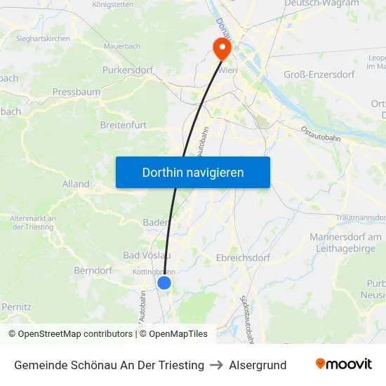 Gemeinde Schönau An Der Triesting to Alsergrund map