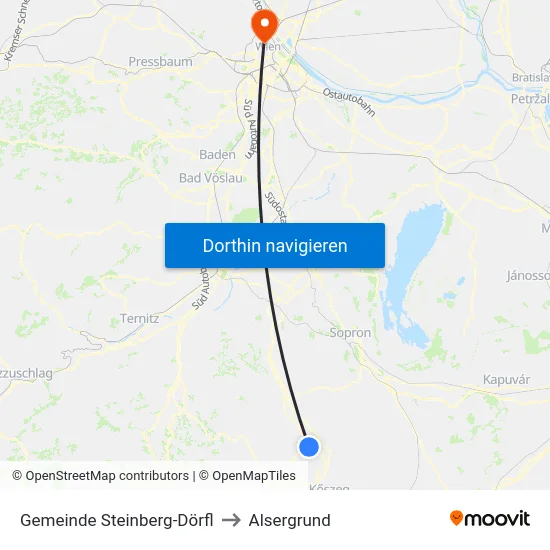 Gemeinde Steinberg-Dörfl to Alsergrund map