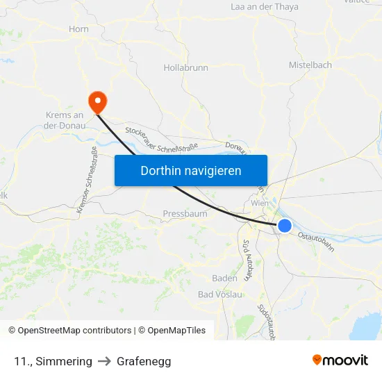 11., Simmering to Grafenegg map