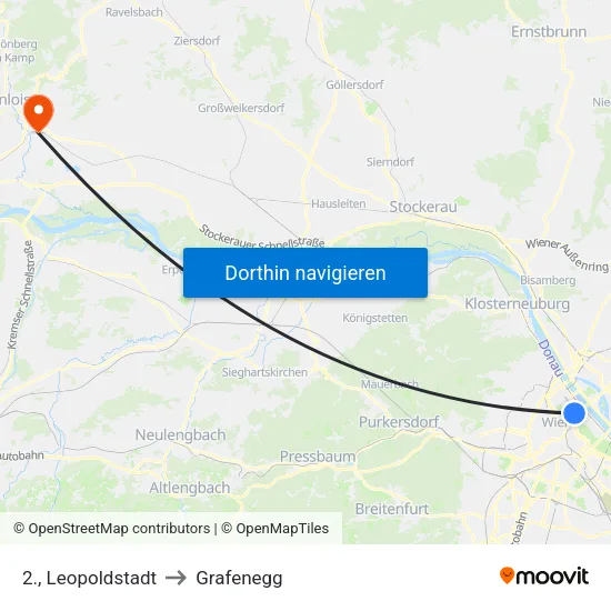 2., Leopoldstadt to Grafenegg map