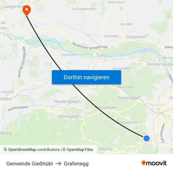 Gemeinde Gießhübl to Grafenegg map