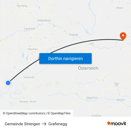 Gemeinde Strengen to Grafenegg map