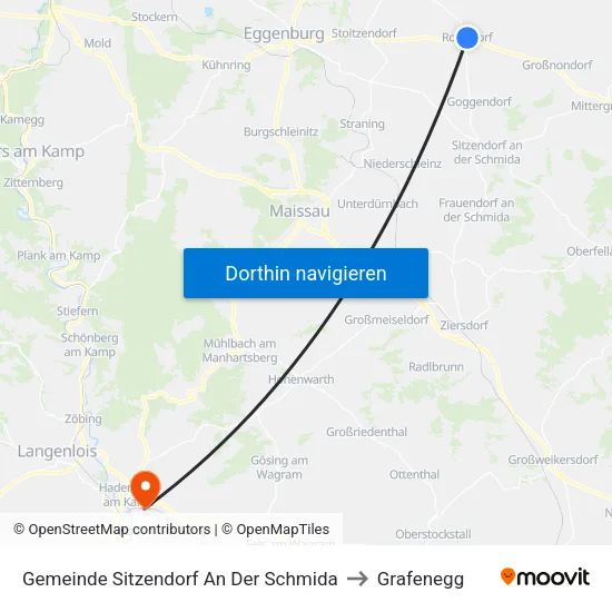 Gemeinde Sitzendorf An Der Schmida to Grafenegg map