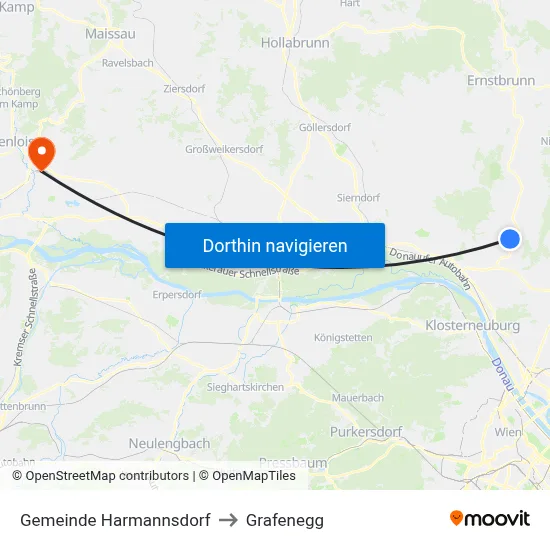 Gemeinde Harmannsdorf to Grafenegg map