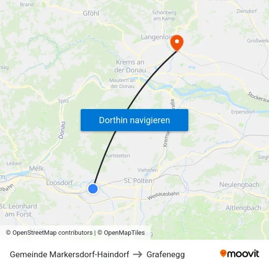 Gemeinde Markersdorf-Haindorf to Grafenegg map