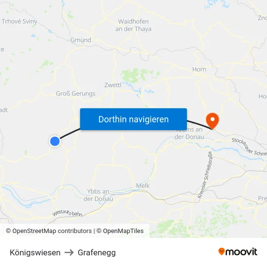 Königswiesen to Grafenegg map