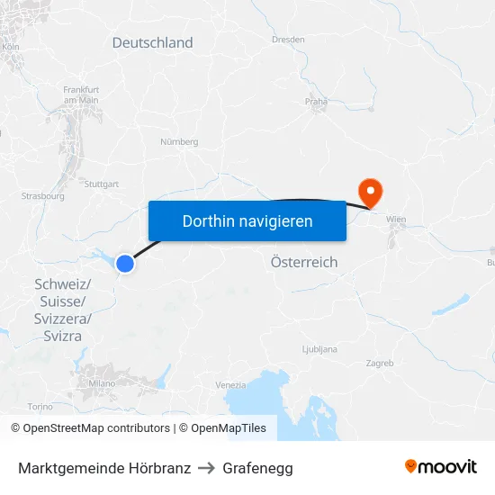 Marktgemeinde Hörbranz to Grafenegg map