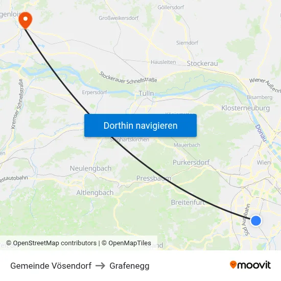 Gemeinde Vösendorf to Grafenegg map