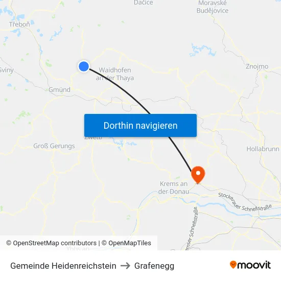Gemeinde Heidenreichstein to Grafenegg map