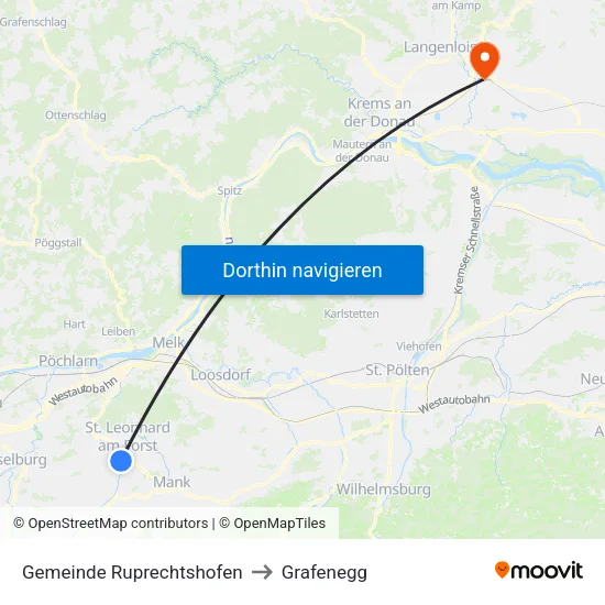 Gemeinde Ruprechtshofen to Grafenegg map