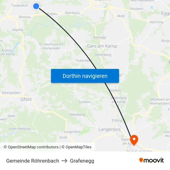 Gemeinde Röhrenbach to Grafenegg map