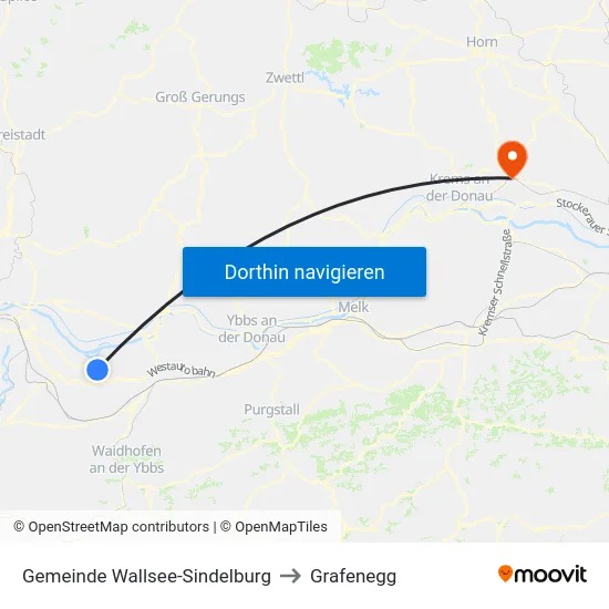 Gemeinde Wallsee-Sindelburg to Grafenegg map