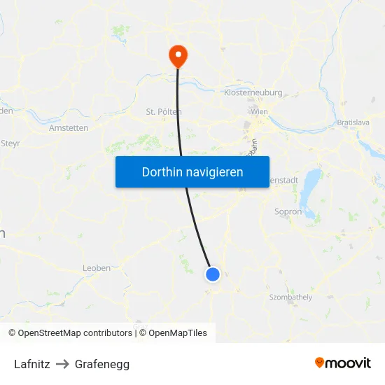 Lafnitz to Grafenegg map