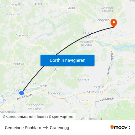Gemeinde Pöchlarn to Grafenegg map