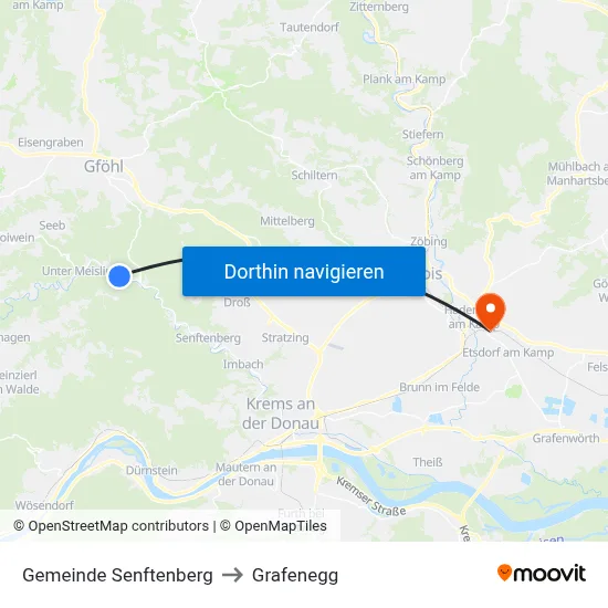 Gemeinde Senftenberg to Grafenegg map
