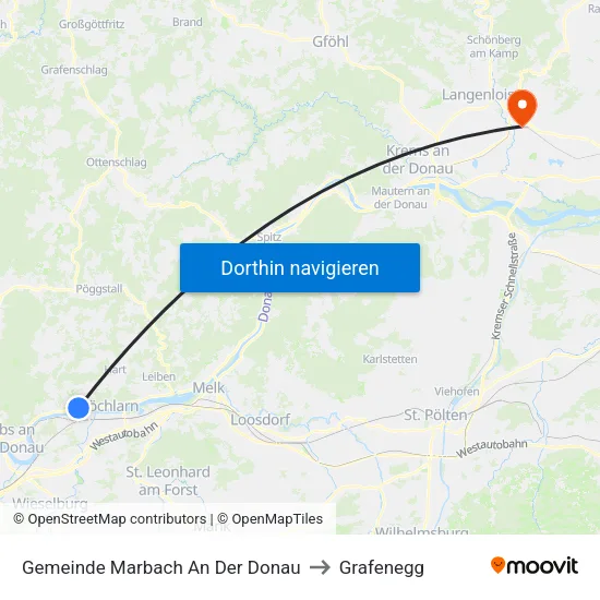 Gemeinde Marbach An Der Donau to Grafenegg map