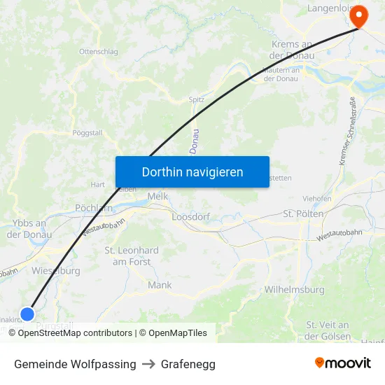 Gemeinde Wolfpassing to Grafenegg map