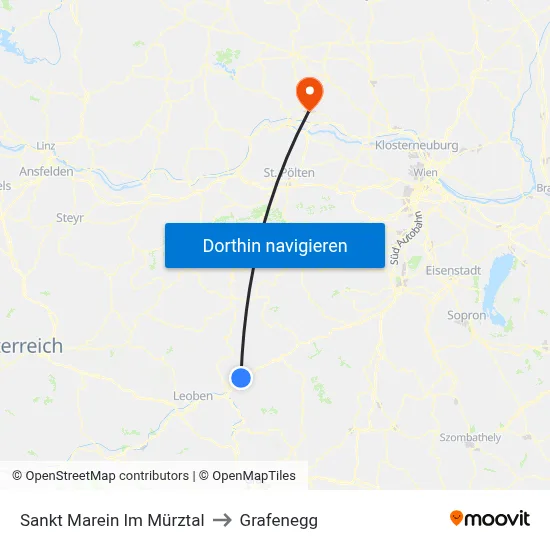 Sankt Marein Im Mürztal to Grafenegg map