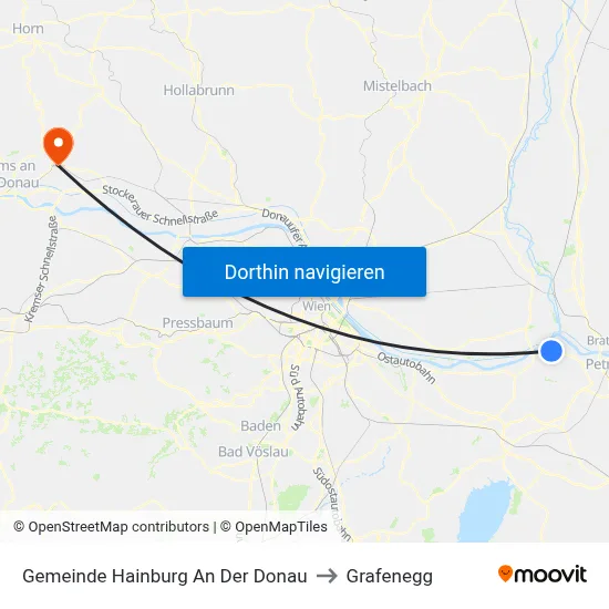 Gemeinde Hainburg An Der Donau to Grafenegg map