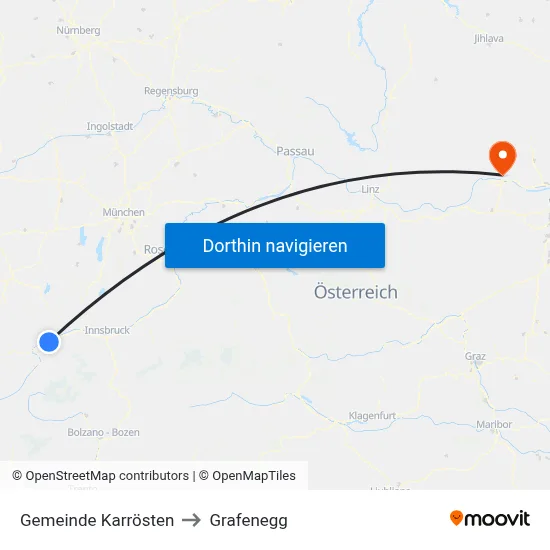 Gemeinde Karrösten to Grafenegg map