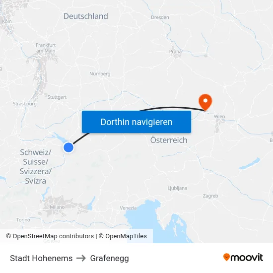 Stadt Hohenems to Grafenegg map