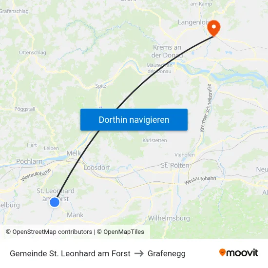 Gemeinde St. Leonhard am Forst to Grafenegg map