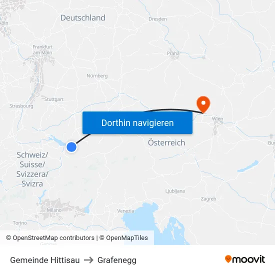Gemeinde Hittisau to Grafenegg map