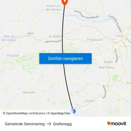 Gemeinde Semmering to Grafenegg map