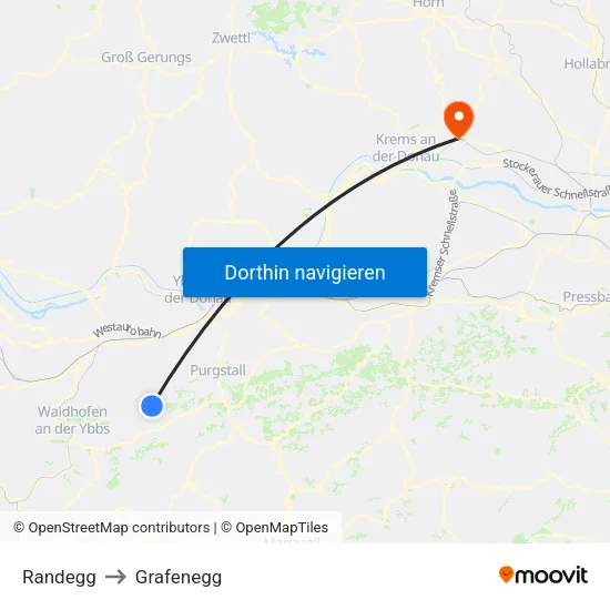 Randegg to Grafenegg map