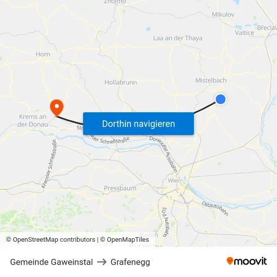 Gemeinde Gaweinstal to Grafenegg map