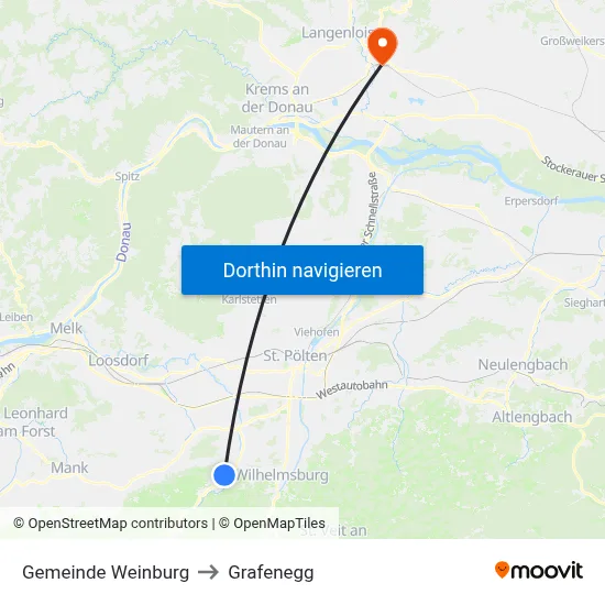 Gemeinde Weinburg to Grafenegg map