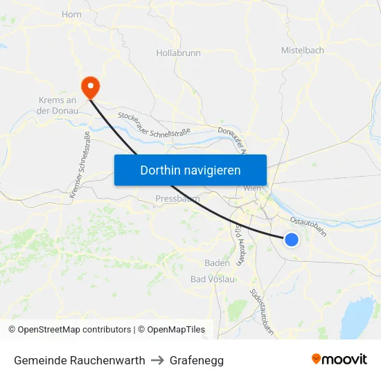 Gemeinde Rauchenwarth to Grafenegg map