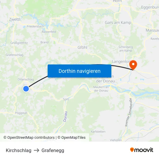 Kirchschlag to Grafenegg map