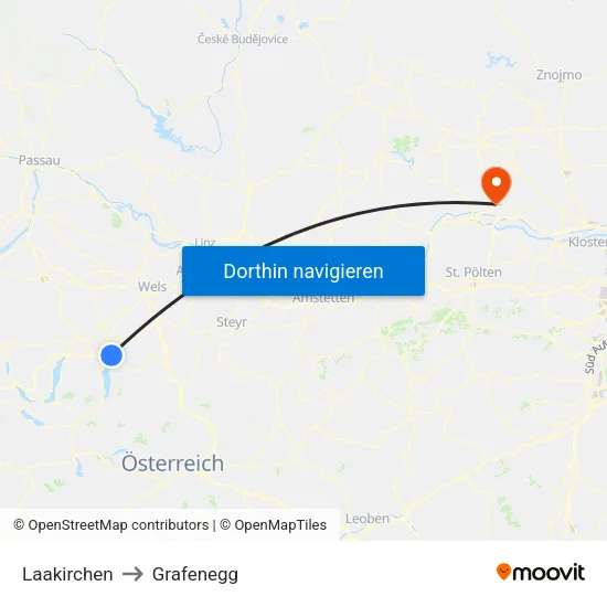 Laakirchen to Grafenegg map