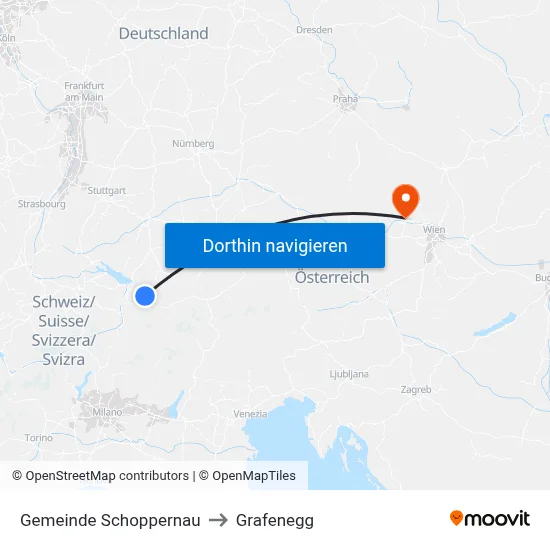 Gemeinde Schoppernau to Grafenegg map
