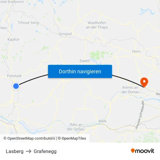 Lasberg to Grafenegg map