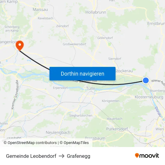 Gemeinde Leobendorf to Grafenegg map