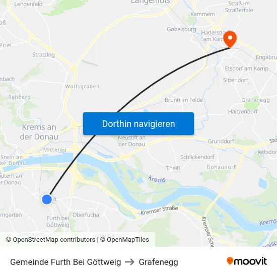 Gemeinde Furth Bei Göttweig to Grafenegg map
