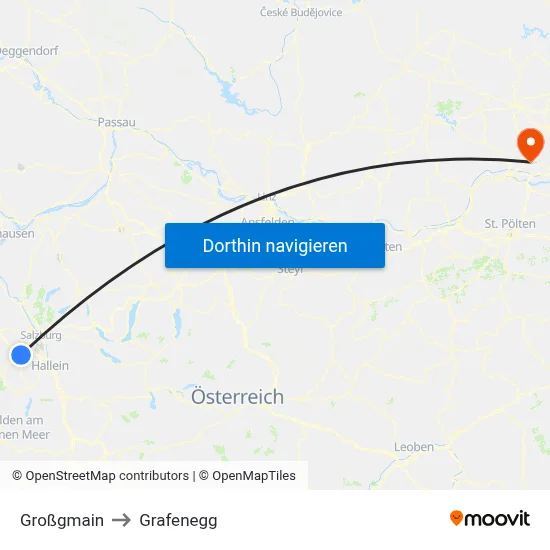 Großgmain to Grafenegg map