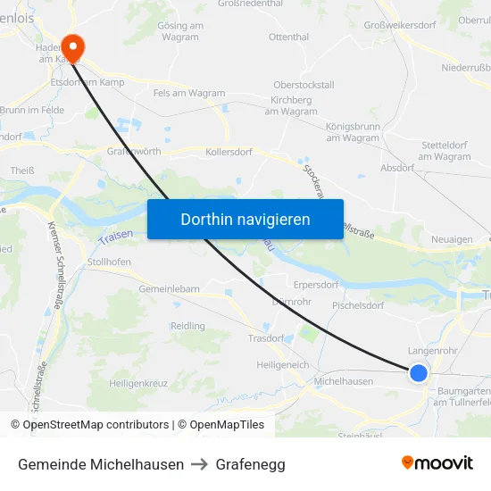 Gemeinde Michelhausen to Grafenegg map